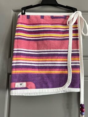 Pink & Purple Striped Wrap Swim Coverup